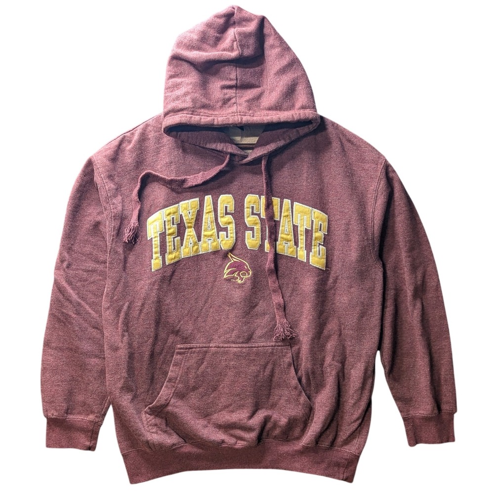 Old Varsity Brand Texas State Bobcats Hoodie Maroon Mens Medium NCAA Collegiate